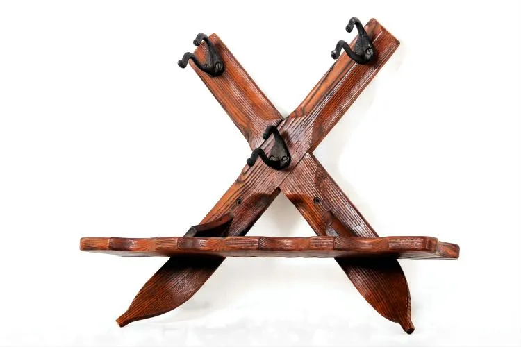 Ski Wall Mount Wooden Intersect Hook Ski Wall Mount Wooden Intersect Hook